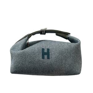 HERMES Bride-A-Brac Case PM Wool Bleu Abysse Pouch Toiletry Bag
